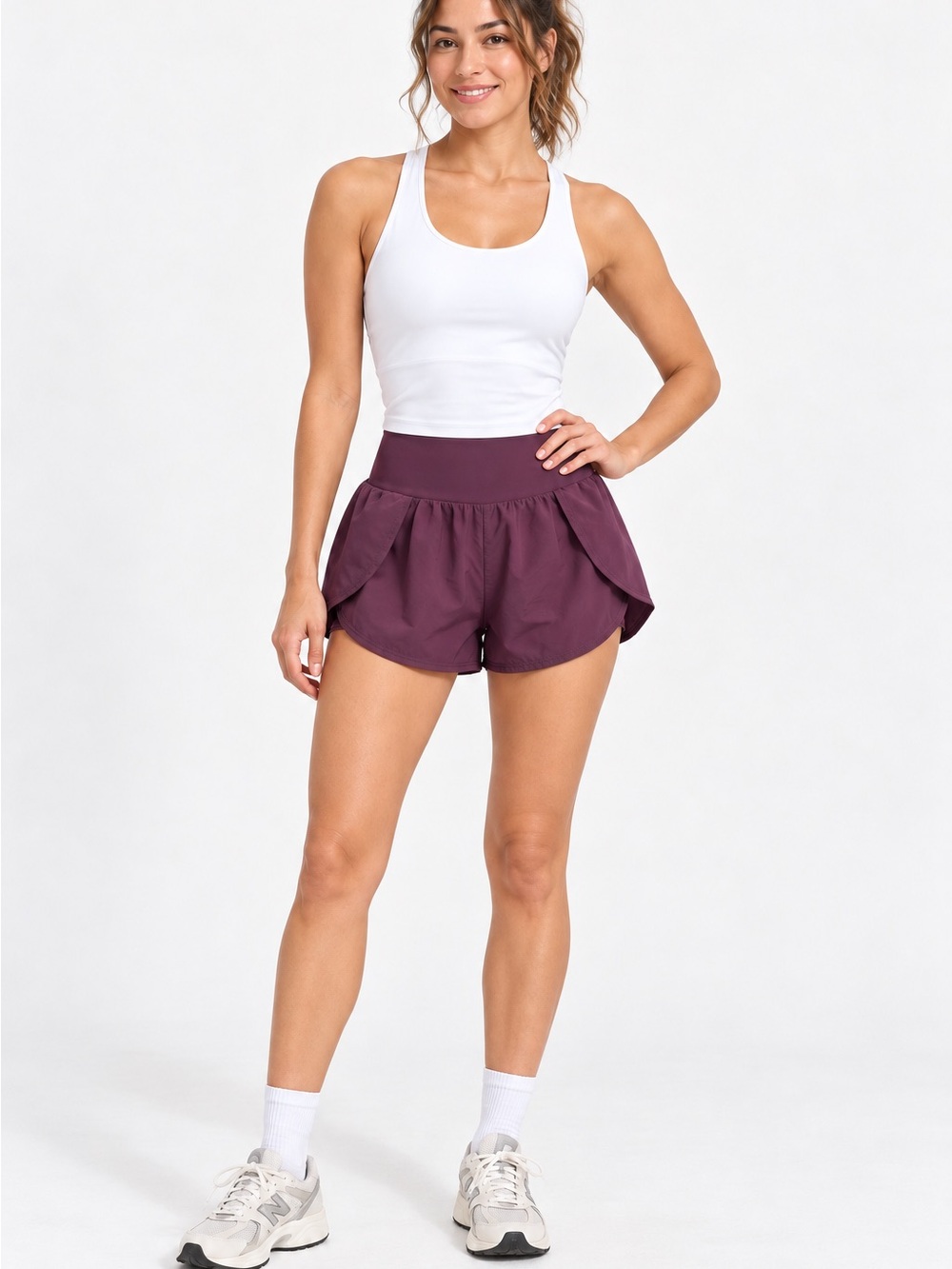 PacSun Plum Athletic Split-Hem Running Shorts